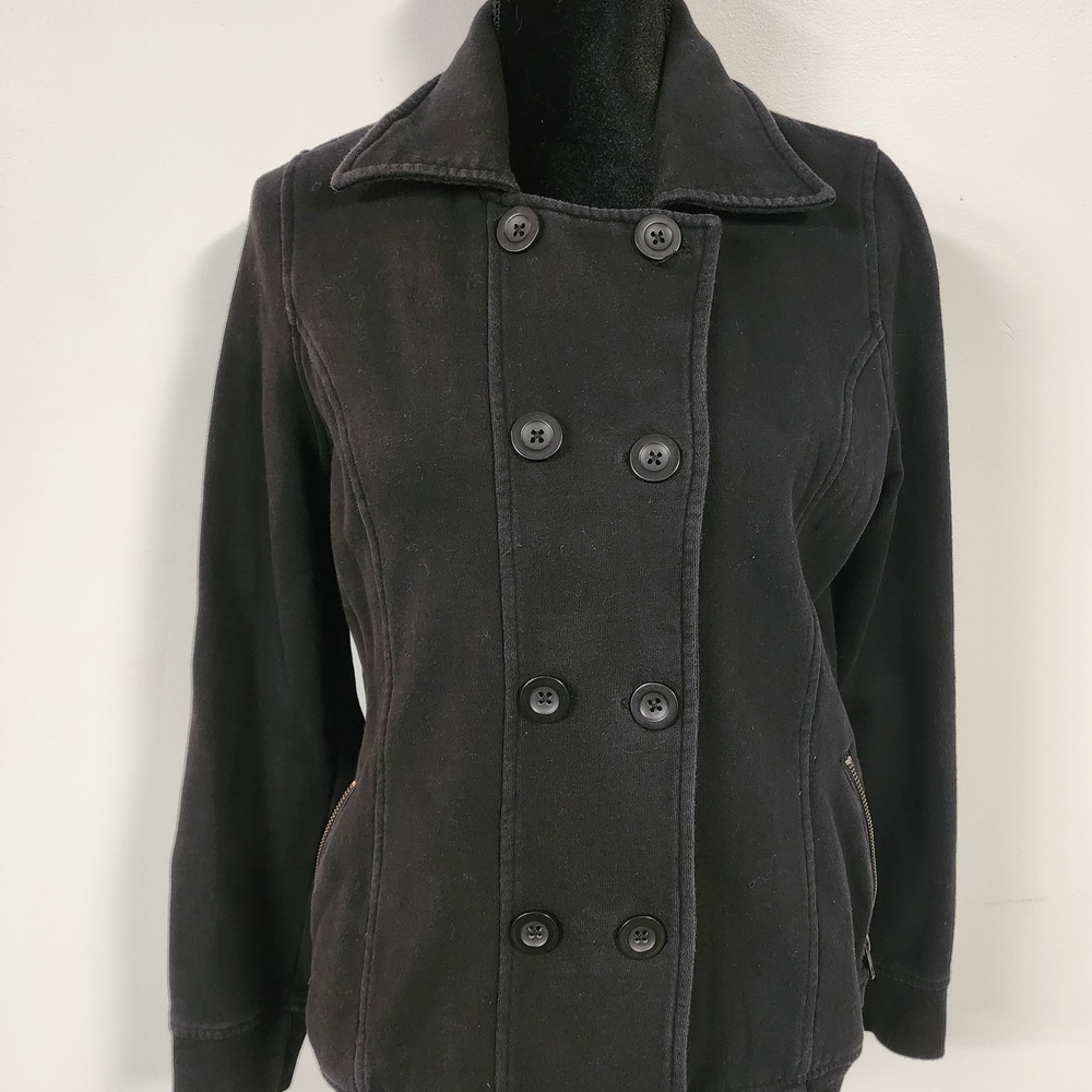 Harley-Davidson Black Pea Coat with Wide Collar
